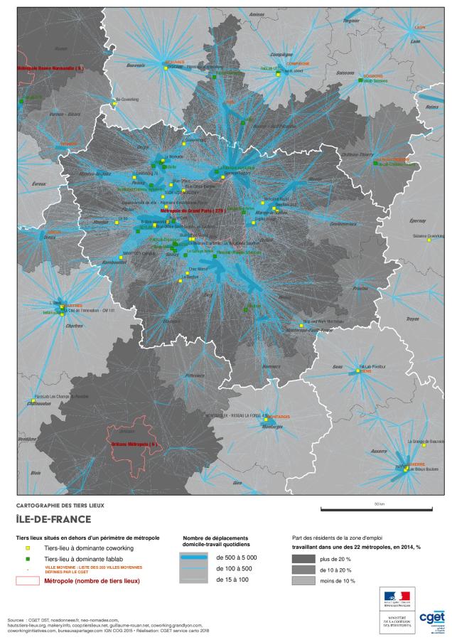 Cartographie des Tiers lieux en &Icirc;le-de-France