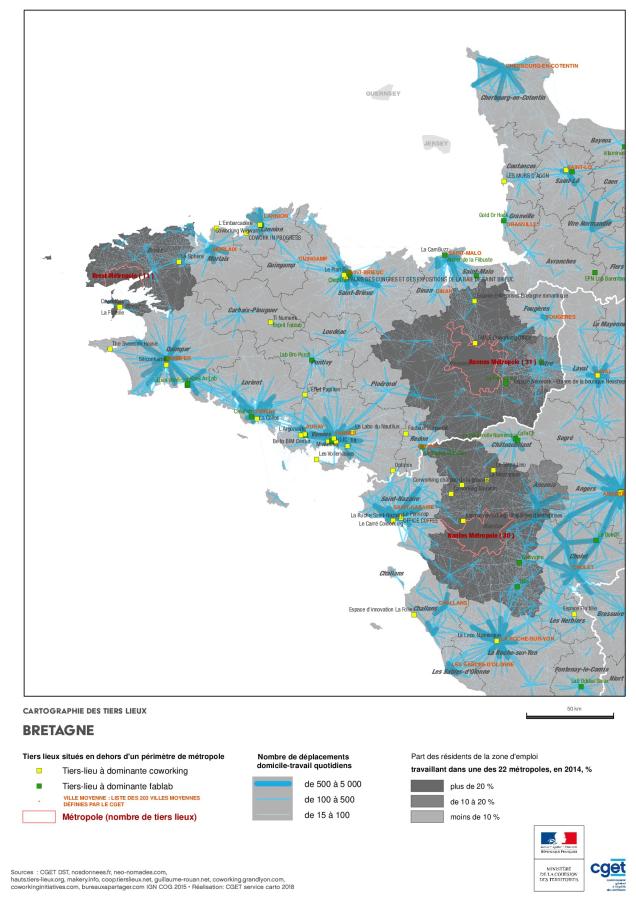 Cartographie des Tiers lieux en Bretagne