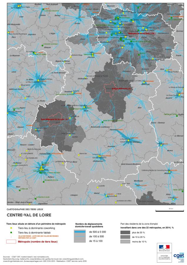 Cartographie des Tiers lieux en Centre-Val de Loire