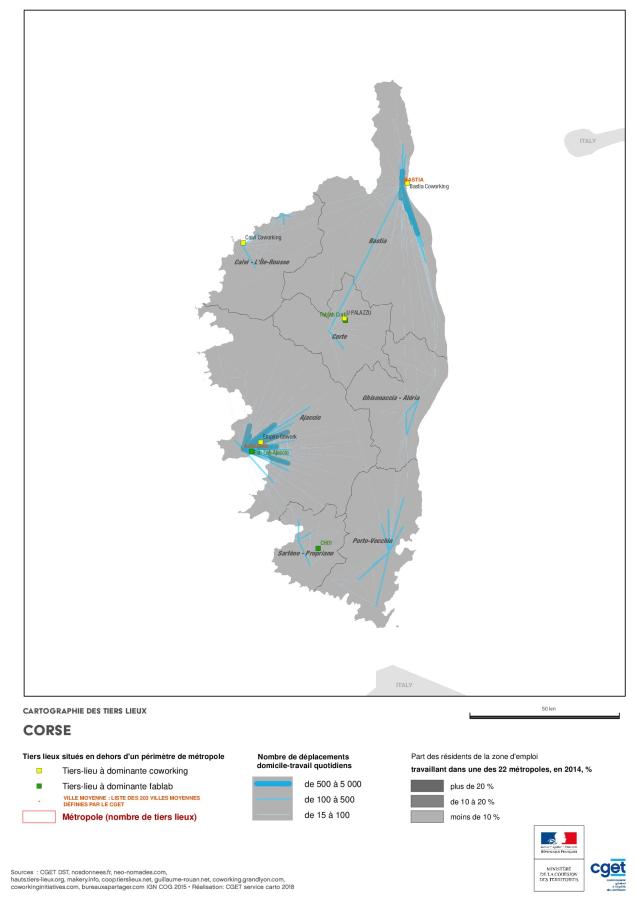 Cartographie des Tiers lieux en Corse