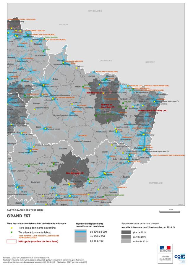 Cartographie des Tiers lieux dans le Grand Est