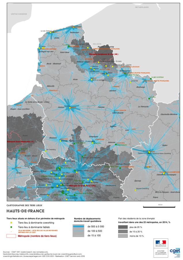 Cartographie des Tiers lieux dans les Hauts-de-France