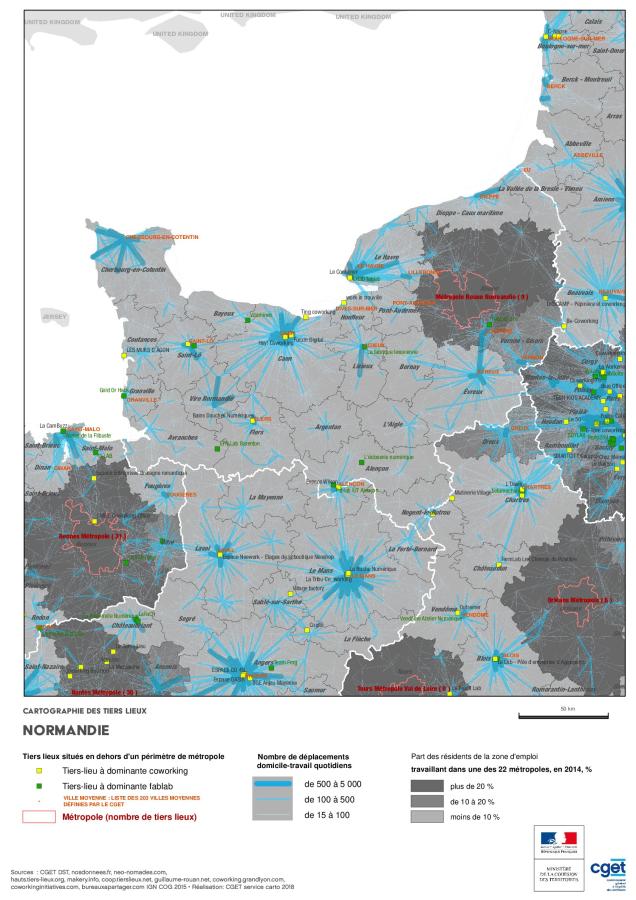 Cartographie des Tiers lieux en Normandie