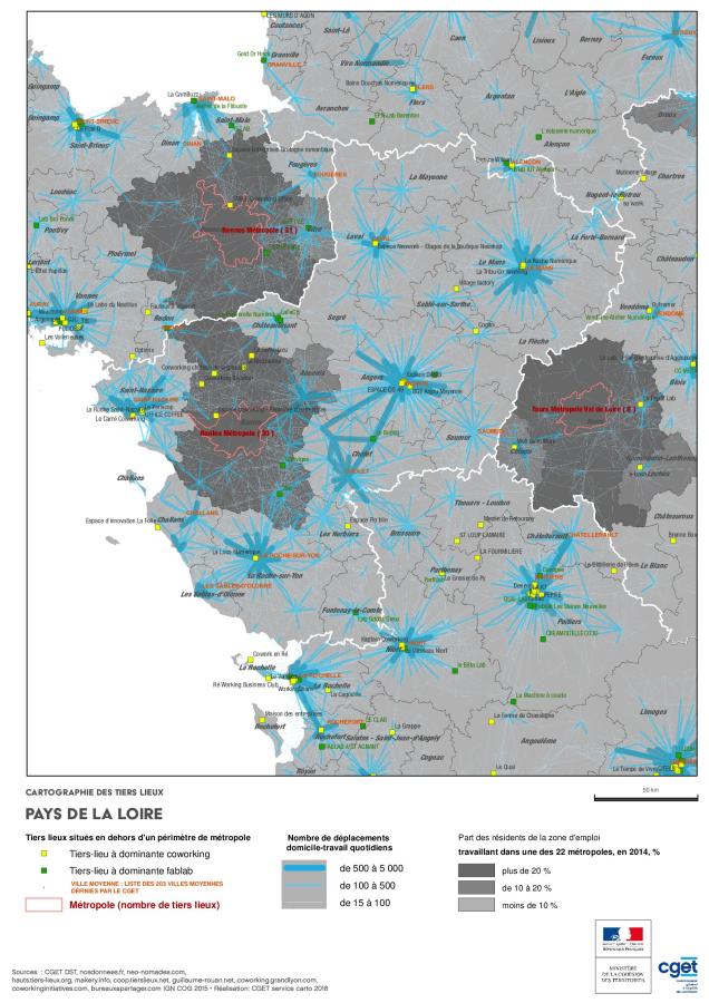 Cartographie des Tiers lieux dans les Pays de la Loire