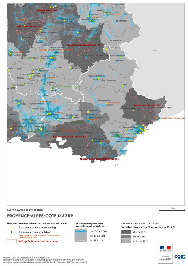 Cartographie des Tiers lieux en Provence-Alpes-C&ocirc;te d'Azur