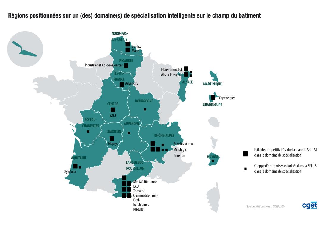 R&eacute;gions sp&eacute;cialis&eacute;es sur le champ du b&acirc;timent