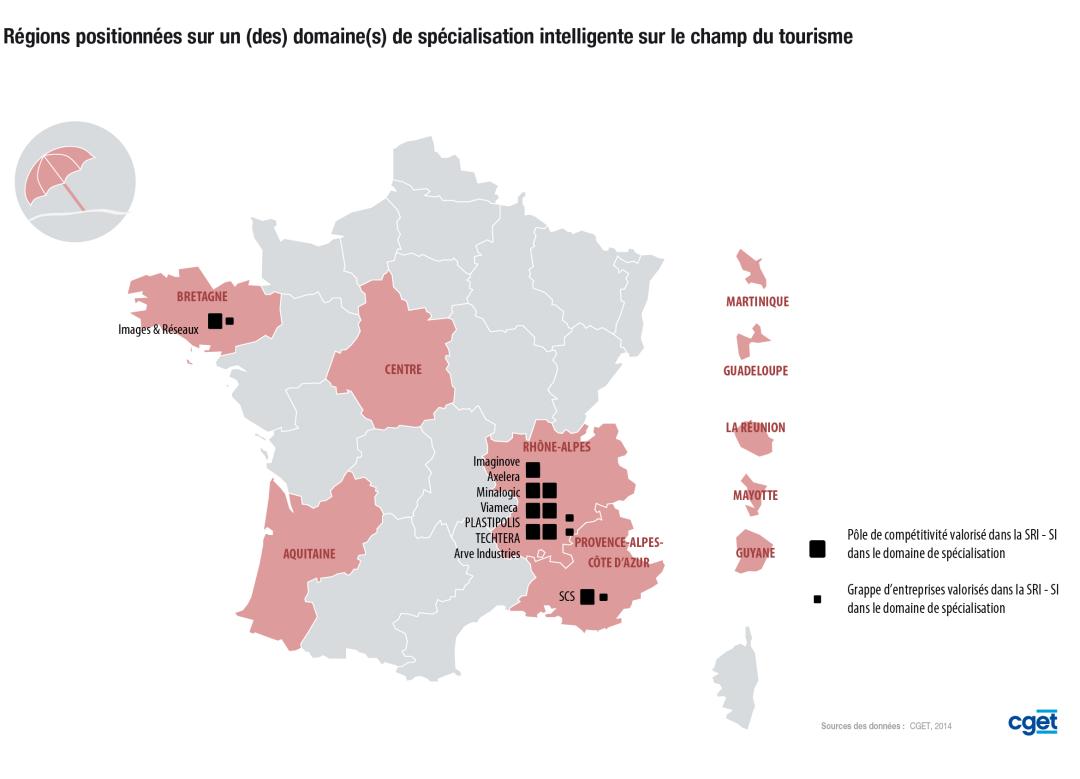 R&eacute;gions sp&eacute;cialis&eacute;es sur le champ du tourisme