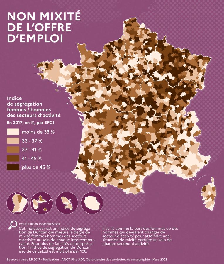 Indice de s&eacute;gr&eacute;gation hommes / femmes des secteurs d'activit&eacute;