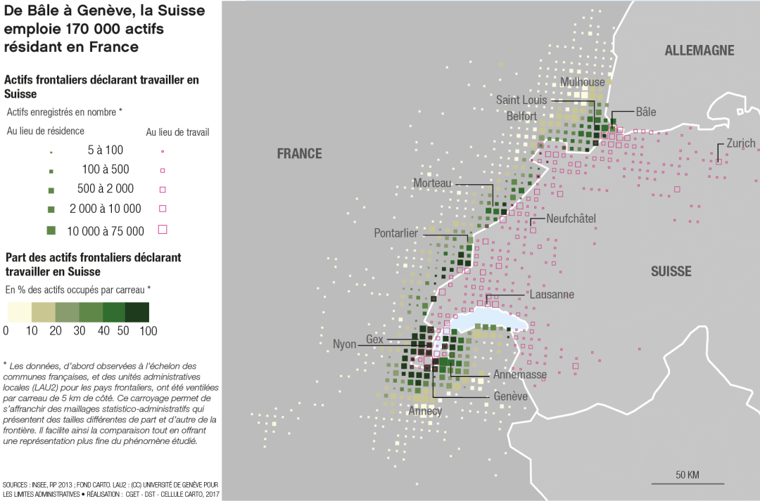 De B&acirc;le &agrave; Gen&egrave;ve, la Suisse emploie 170 000 actifs r&eacute;sidant en France