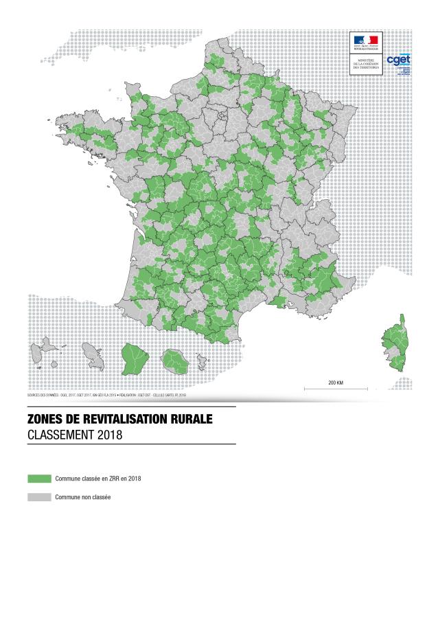 Zones de revitalisation rurale (ZRR) - Classement 2018
