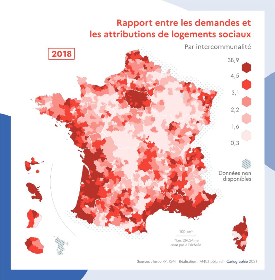 Rapport entre les demandes et les attributions de logements sociaux