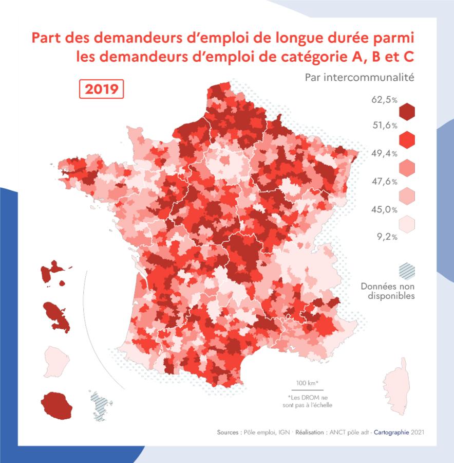 Part des demandeurs d'emploi de longue dur&eacute;e parmi les demandeurs d'emploi de cat&eacute;gorie A, B et C