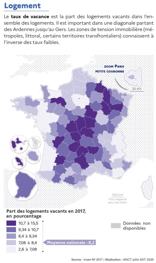 Part des logements vacants par d&eacute;partement en 2017
