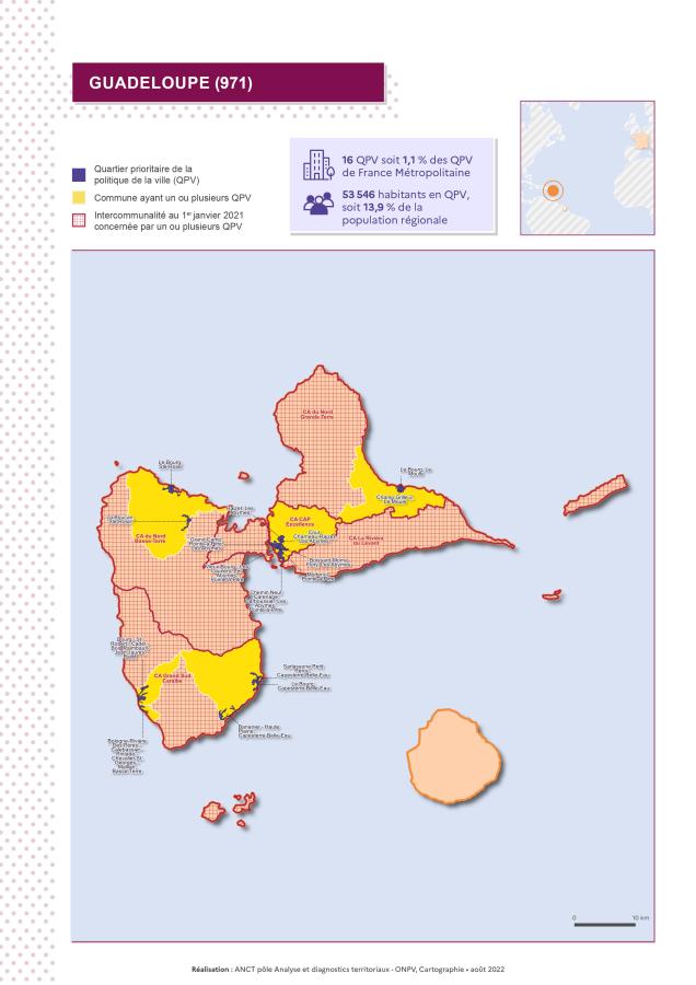 Guadeloupe (971) : atlas des quartiers prioritaires de la politique de la ville 2022