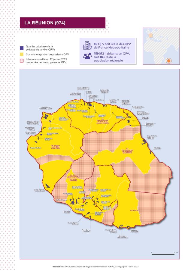 La R&eacute;union (974) : atlas des quartiers prioritaires de la politique de la ville 2022