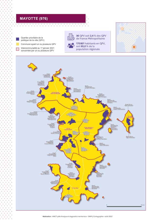Mayotte (976) : atlas des quartiers prioritaires de la politique de la ville 2022