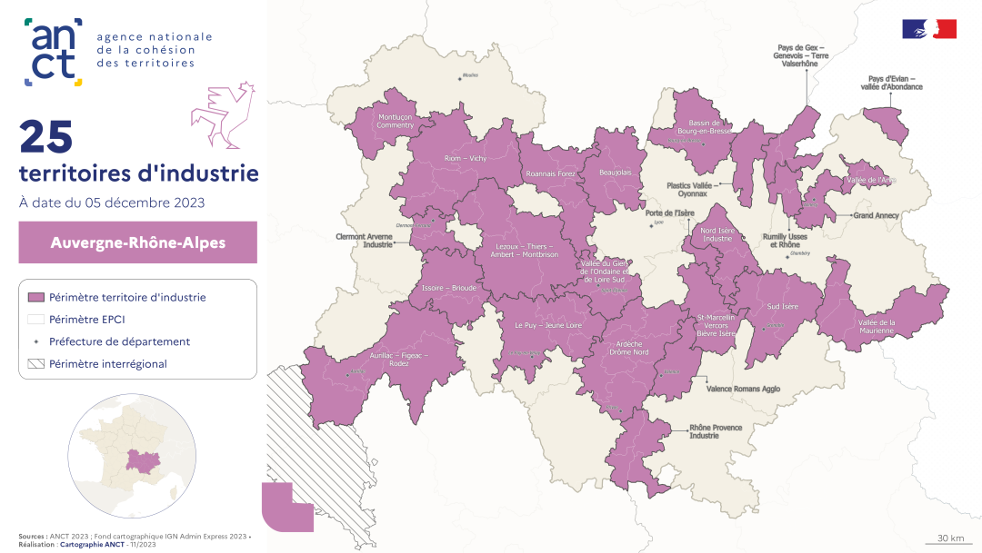 Territoires d'industrie 2023-2027 : Auvergne-Rh&ocirc;ne-Alpes