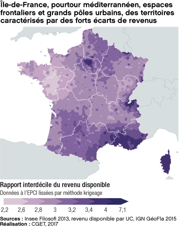&Icirc;le-de-Fance, pourtour m&eacute;diterran&eacute;en, espaces frontaliers et grands p&ocirc;les urbains, des territoires caract&eacute;ris&eacute;s par de forts &eacute;carts de revenus