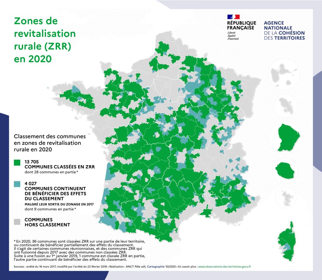 Zones de revitalisation rurale en 2020