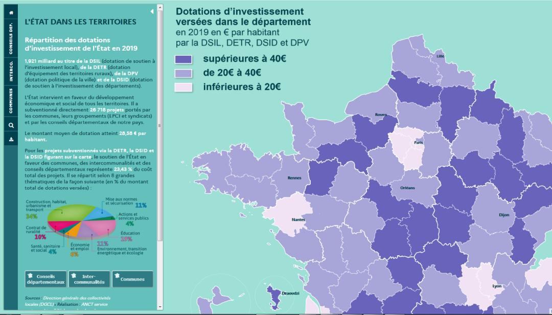 Carte interactive des dotations d'investissement en 2019 &mdash; Cliquer pour consulter la carte interactive