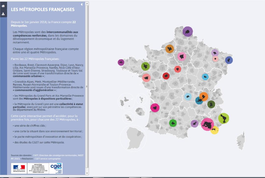 Carte interactive d'acc&egrave;s aux portraits de m&eacute;tropoles &mdash; Cliquer pour consulter la carte interactive