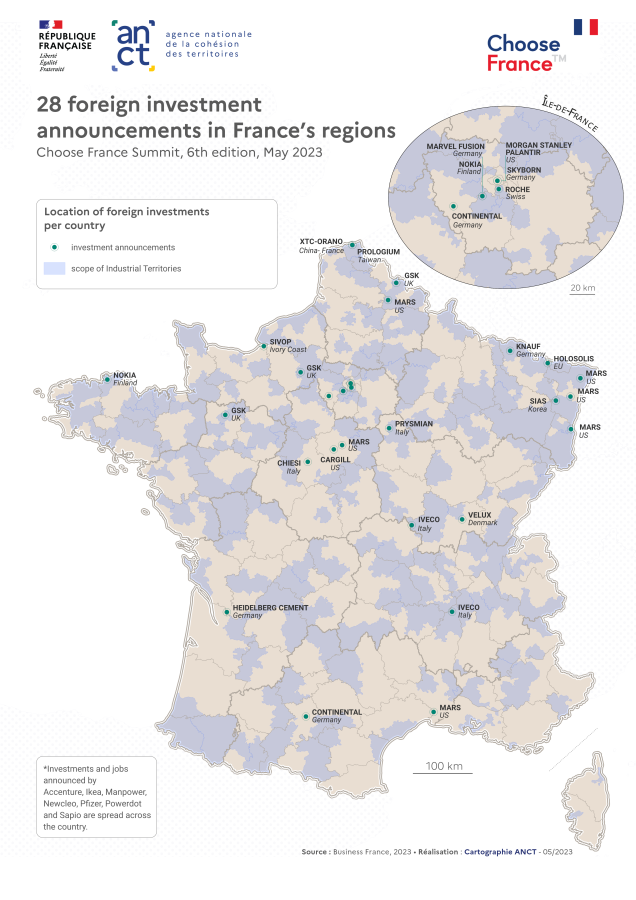28 foreign investment announcements in France's r