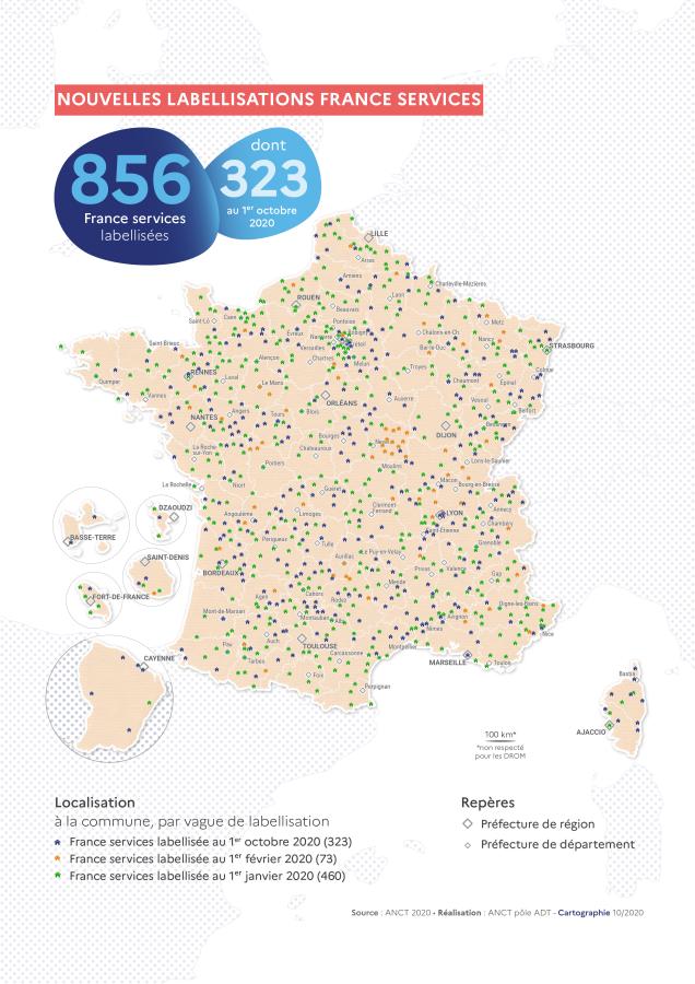 Les trois premi&egrave;res vagues de labellisation France services