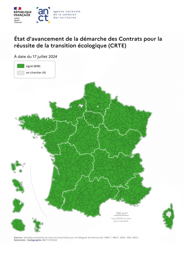 Etat d'avancement de la d&eacute;marche des Contrats pour la r&eacute;ussite de la transition &eacute;cologique