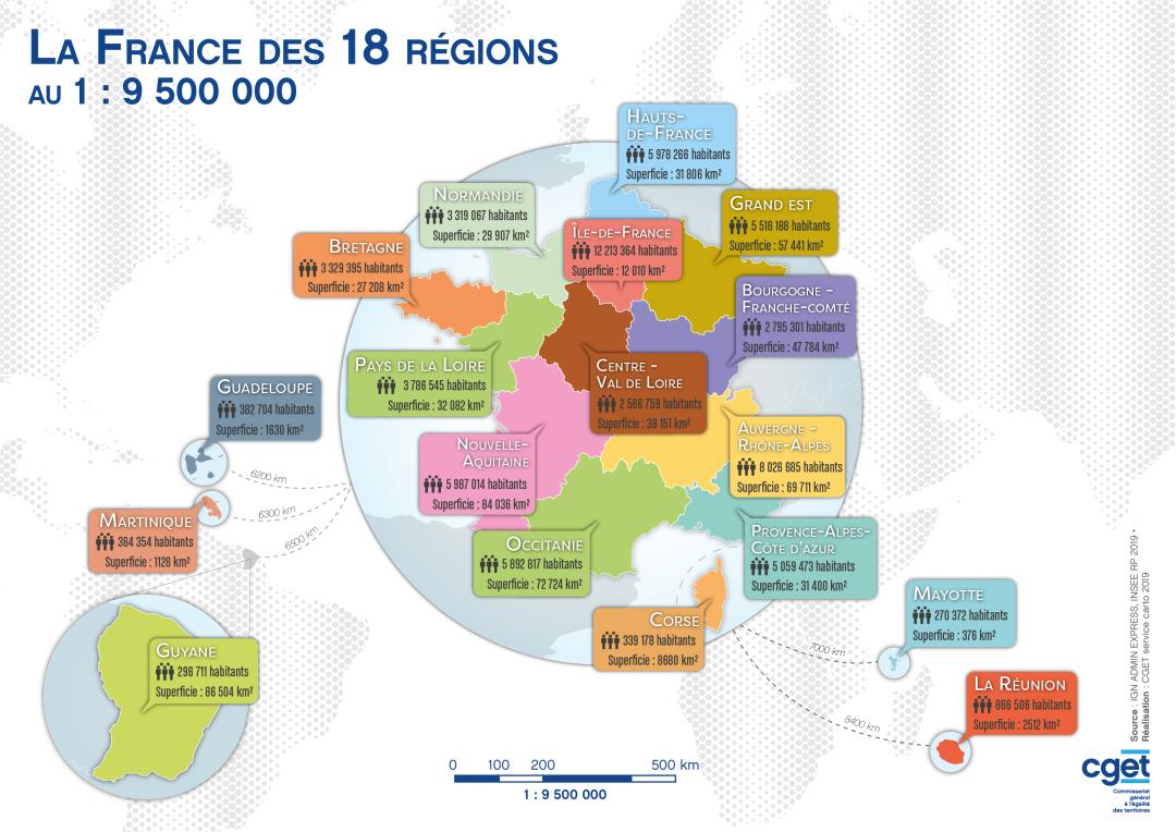 La France des 18 r&eacute;gions