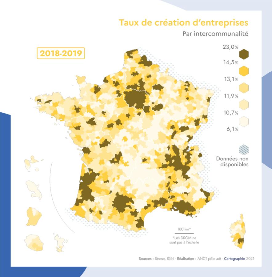 Taux de cr&eacute;ations d'entreprises
