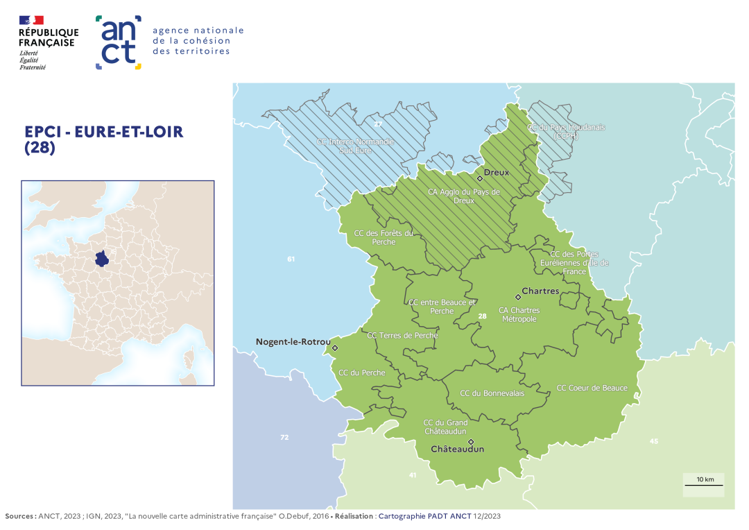 Carte d&eacute;partementale des EPCI en 2023 : Eure-et-Loir