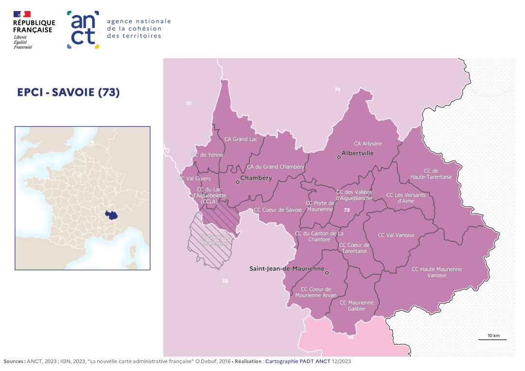 Carte d&eacute;partementale des EPCI en 2023 : Savoie