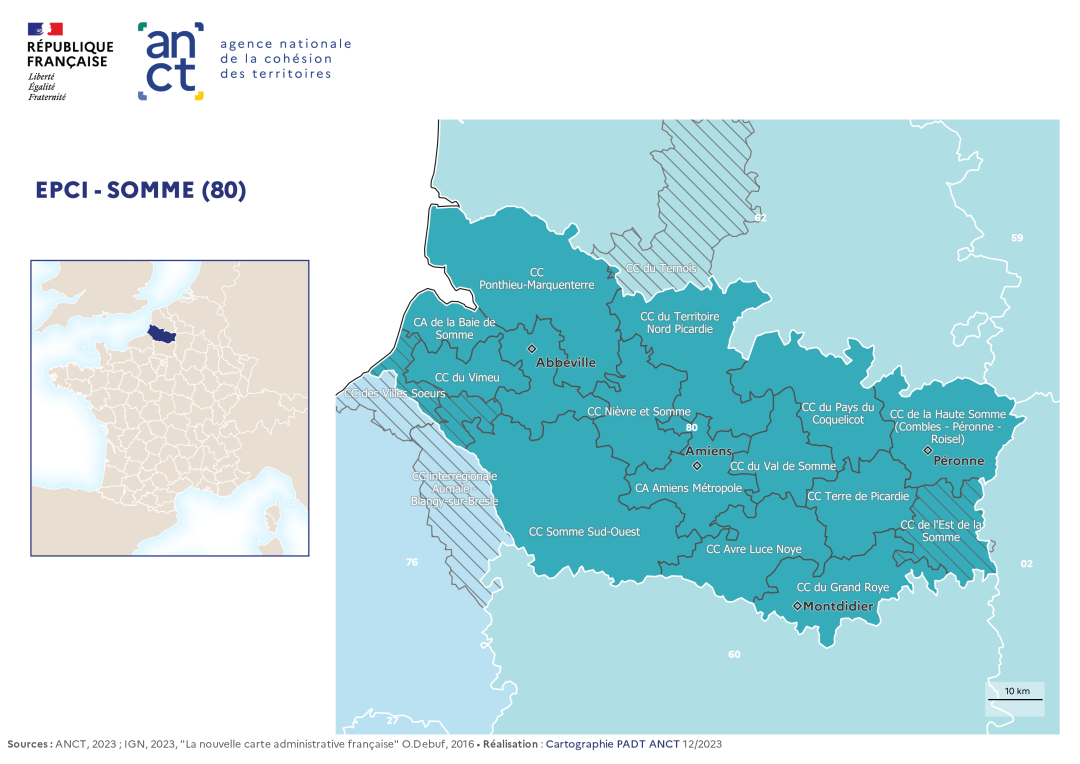 Carte d&eacute;partementale des EPCI en 2023 : Somme