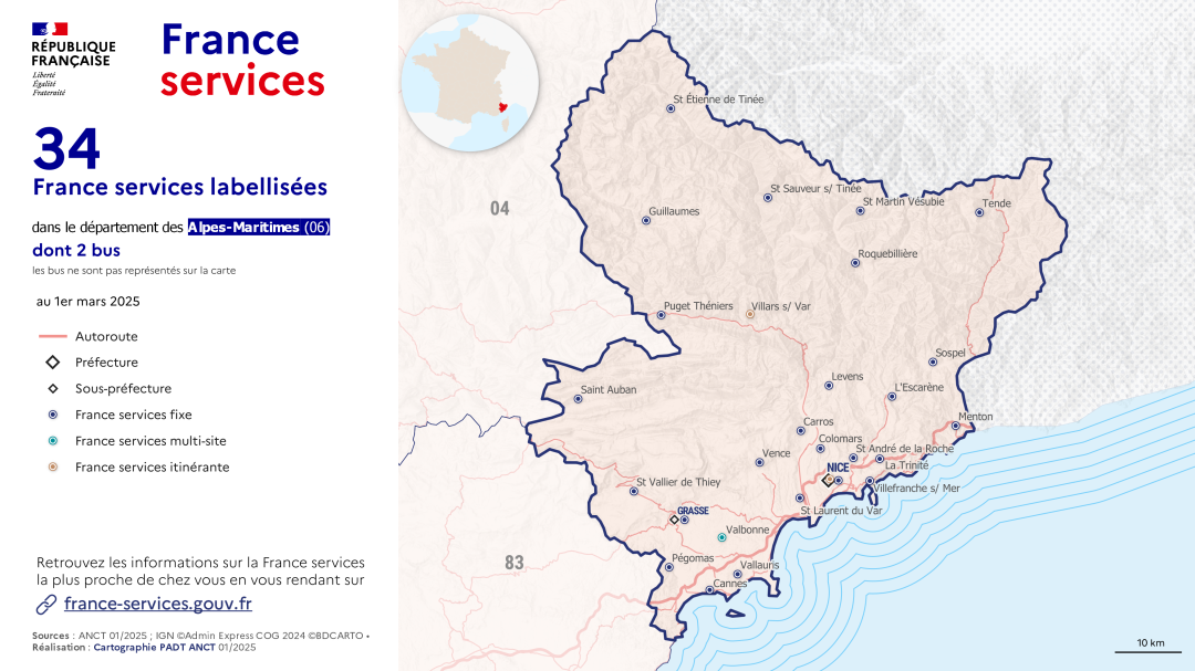 France services : Alpes-Maritimes (06) &mdash; Cliquer pour consulter la carte interactive