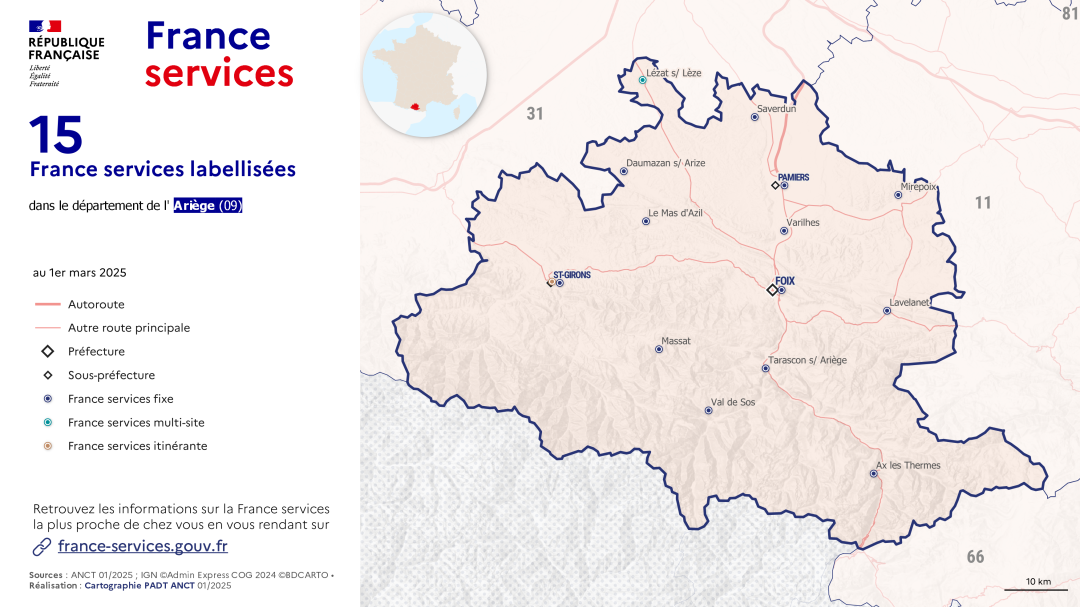 France services : Ari&egrave;ge (09) &mdash; Cliquer pour consulter la carte interactive