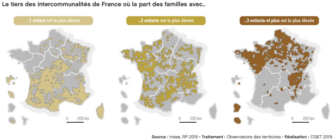 Le tiers des intercommunalit&eacute;s de France o&ugrave; la part des familles avec enfant(s) est la plus &eacute;lev&eacute;e