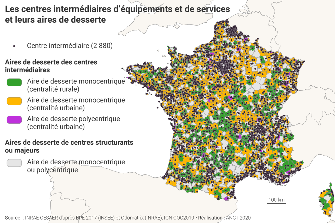 Les centres interm&eacute;diaires d'&eacute;quipements et de services et de leurs aires de desserte