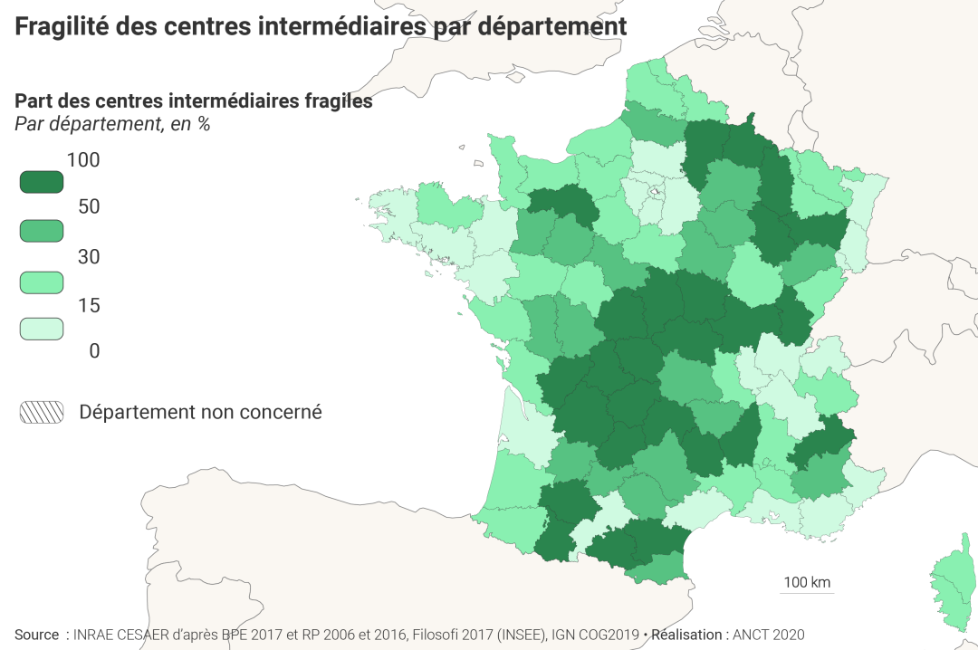 Fragilit&eacute; des centres interm&eacute;diaires par d&eacute;partement