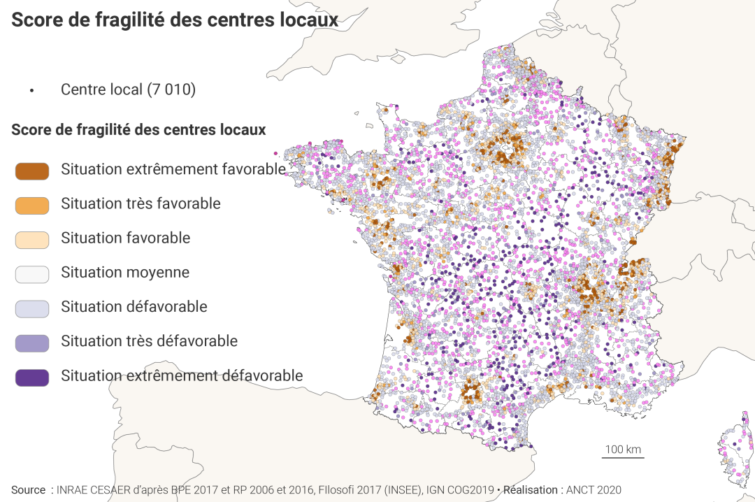 Score de fragilit&eacute; des centres locaux
