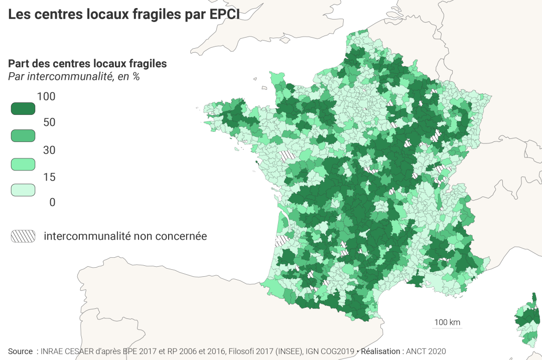 Les centres locaux fragiles par EPCI