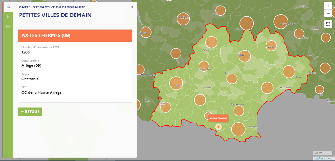 Carte interactive des communes du dispositif Petites villes de demain &mdash; Cliquer pour consulter la carte interactive
