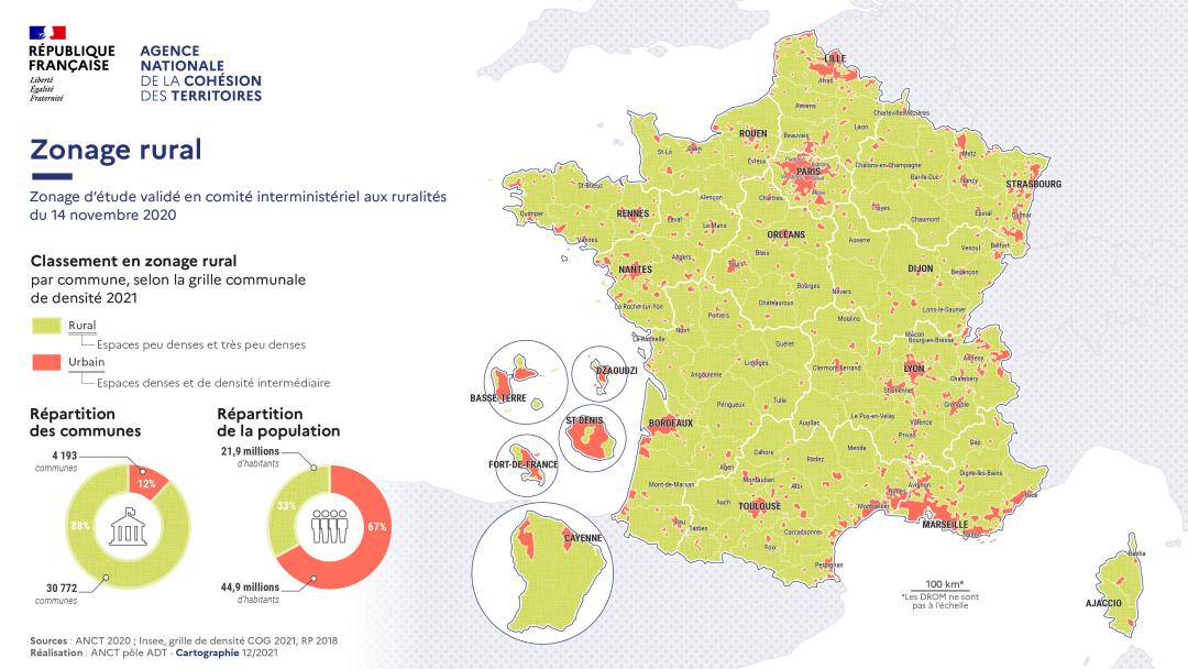 Les communes en zonage rural