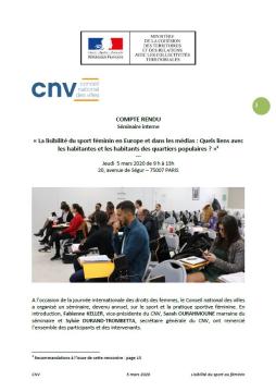 Couverture - Compte-rendu - S&eacute;minaire Lisibilit&eacute; sport au f&eacute;minin
