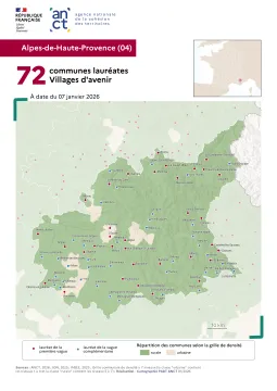 Communes laur&eacute;ates Villages d'avenir : Alpes-de-Haute-Provence