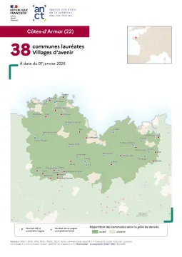 Communes laur&eacute;ates Villages d'avenir : C&ocirc;tes-d'Armor