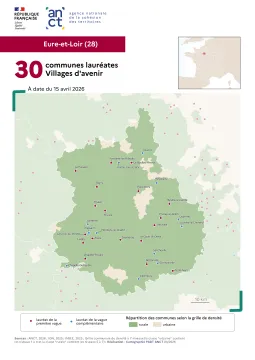 Communes laur&eacute;ates Villages d'avenir : Eure-et-Loir