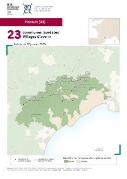 Communes laur&eacute;ates Villages d'avenir : H&eacute;rault