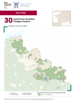 Communes laur&eacute;ates Villages d'avenir : Nord