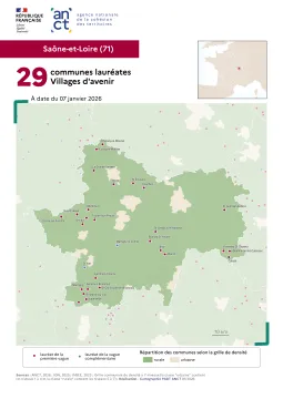 Communes laur&eacute;ates Villages d'avenir : Sa&ocirc;ne-et-Loire