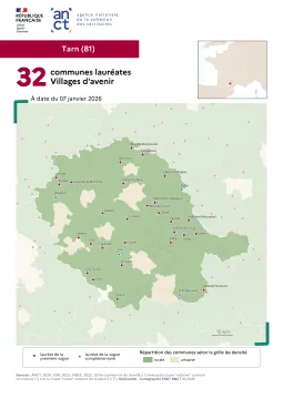 Communes laur&eacute;ates Villages d'avenir : Tarn